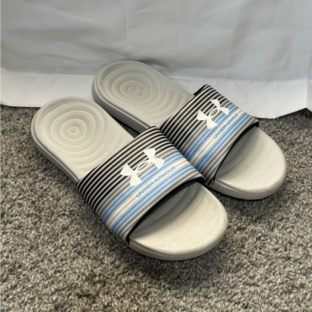 Under Armour Gray and Black Slide Sandals Size 8